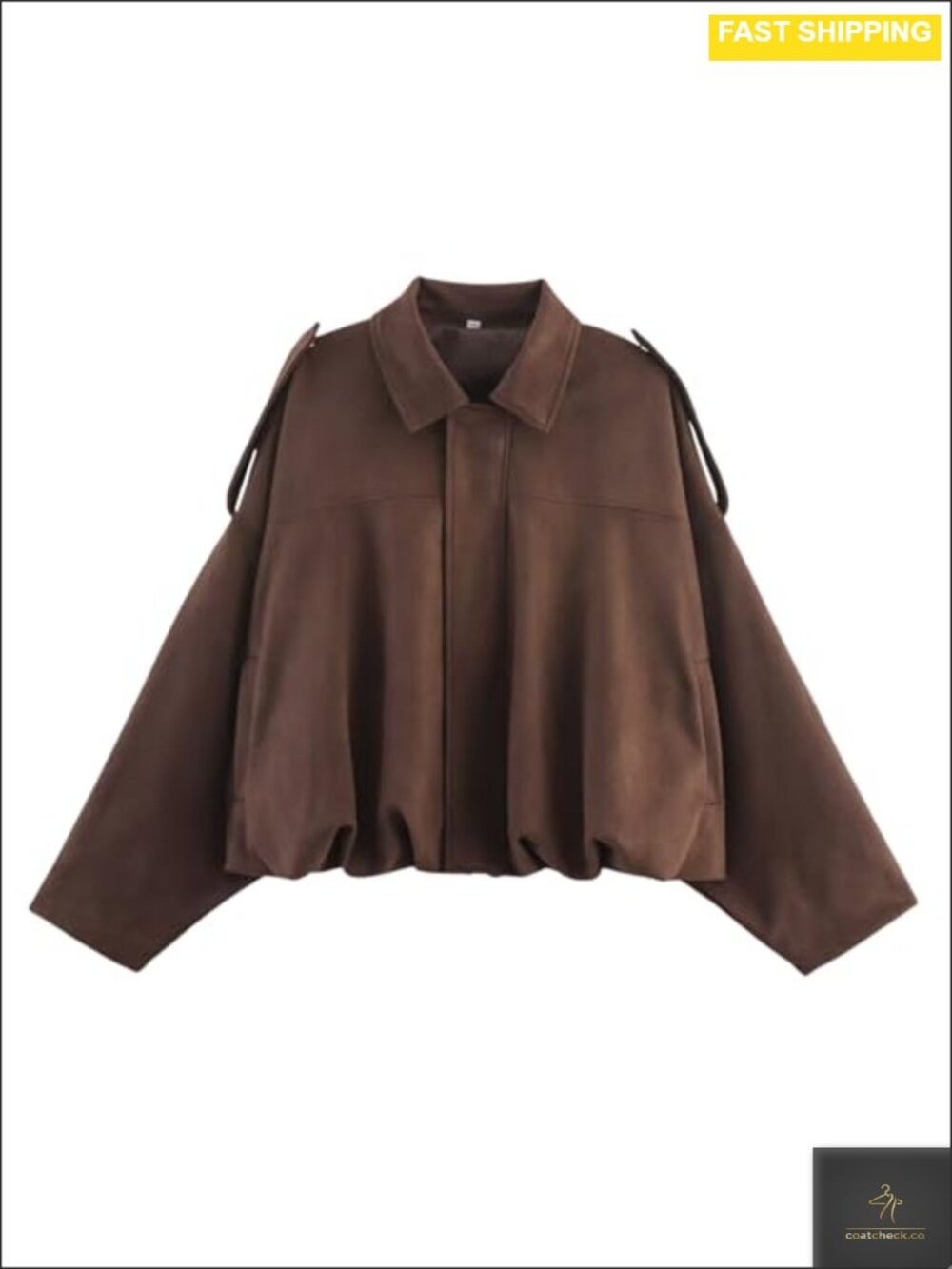 Women's Faux Suede Bomber Jacket Oversized Zip Up Crop Streetwear